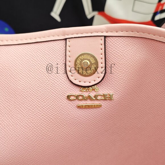 Coach City Tote Bag In Signature Canvas in powder pink color - Picture 8 of 9